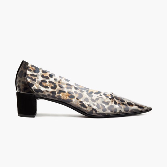 BY FAR Andrea Leopard Print PVC Block Heel Pumps in Black - Picture 2 of 12